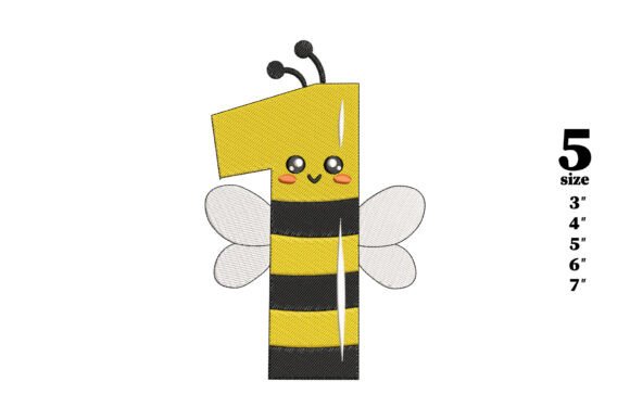 Bee in the Shape of the Number 1 Embroidery Design Review