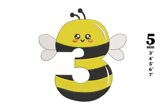 Bee in the Shape of the Number 3 Embroidery Review