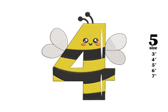 Bee in the Shape of the Number 4 Embroidery Design Review
