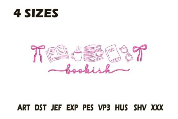 Bookish Line Art Embroidery Design Review