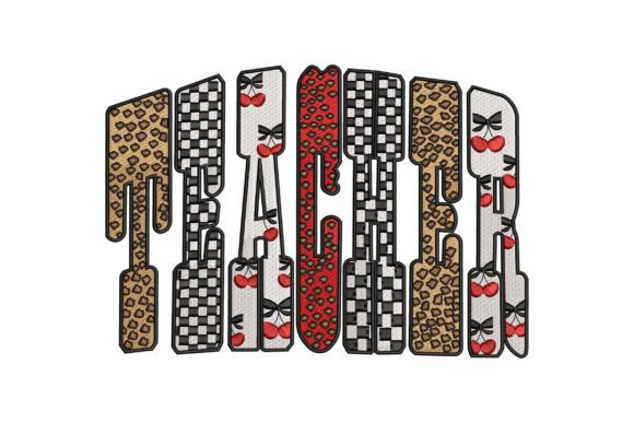 Retro Checker Cherry Leopard Teacher