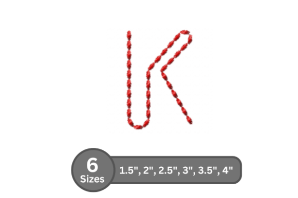 Soft Cord Alphabet -K Embroidery Design Review