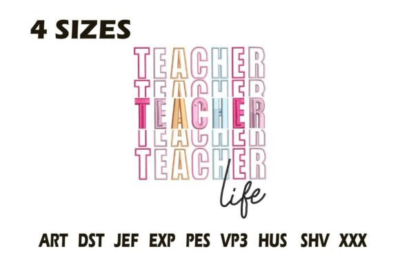 Teacher Life Retro Embroidery Design