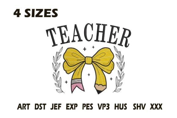 Teacher Pencil Bow Embroidery File Review